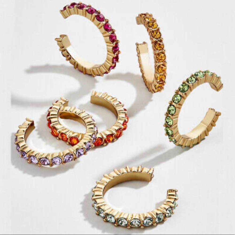 BaubleBar Multicolor Crystal Ear Cuffs in Gold
